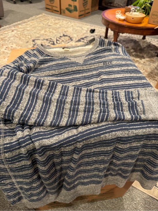 Reef Other - Reef Navy and Gray Striped Crewneck Sweater